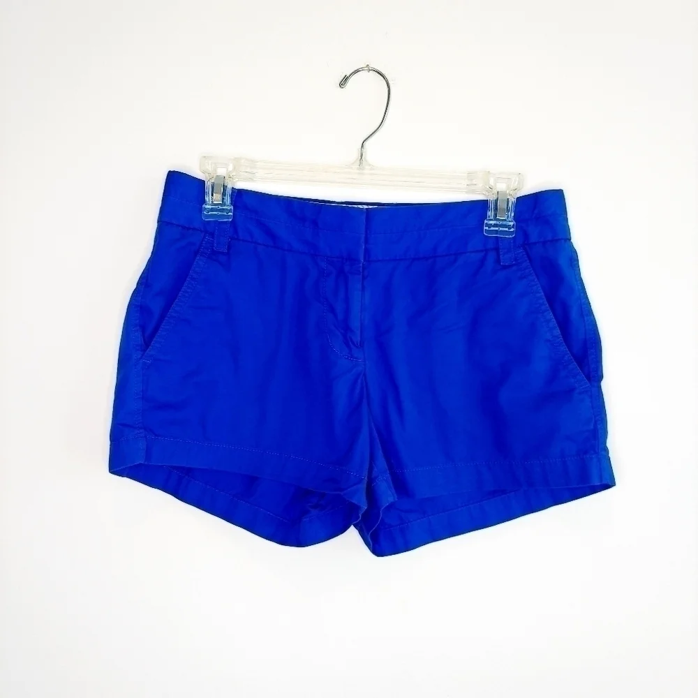 J. Crew Chino Shorts Bright Blue Sz 2 100% Cotton